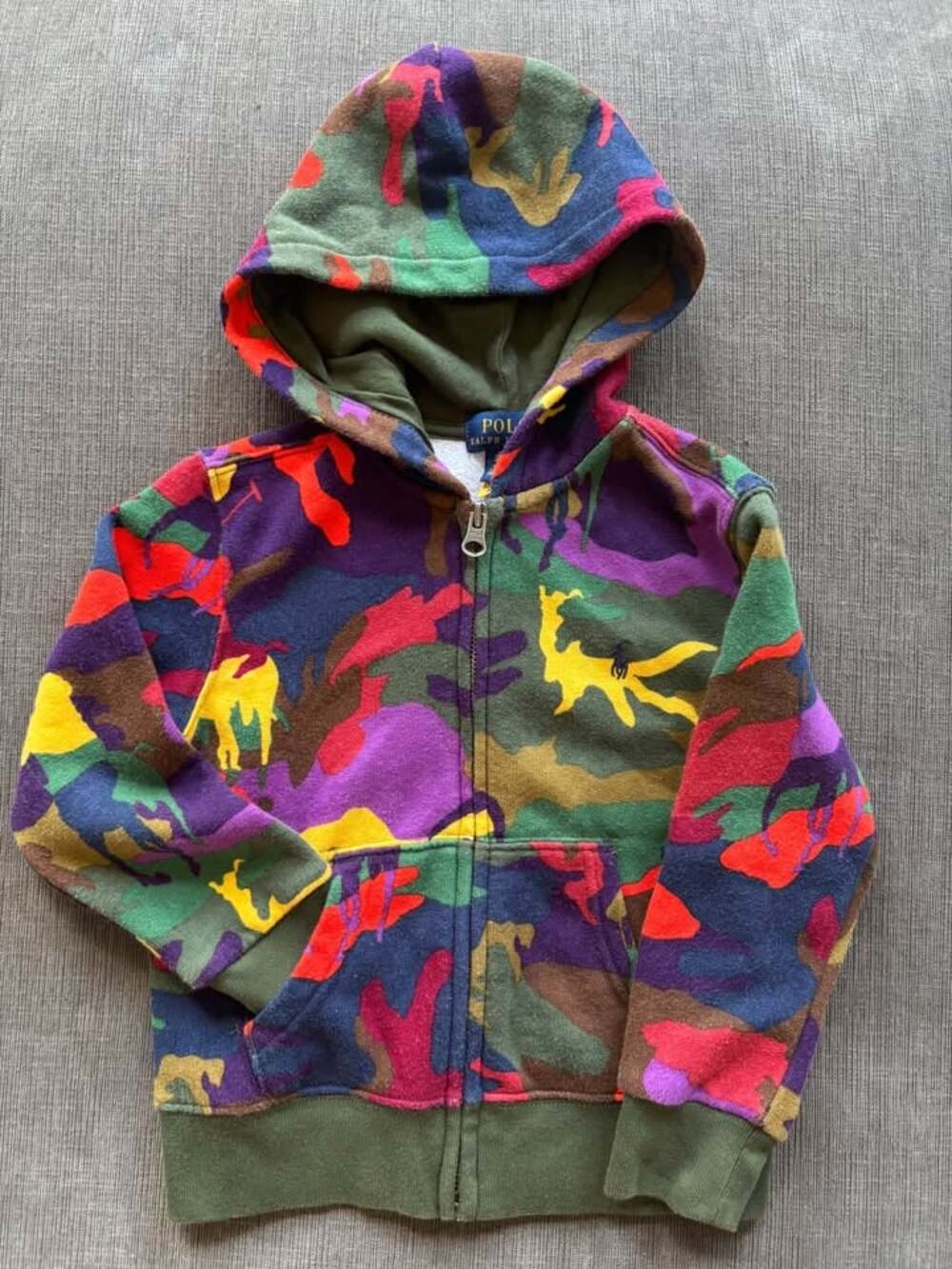 Polo Ralph Lauren Toddler Boys Multicolor Big Pony Camo Zip Hoodie Size 3T